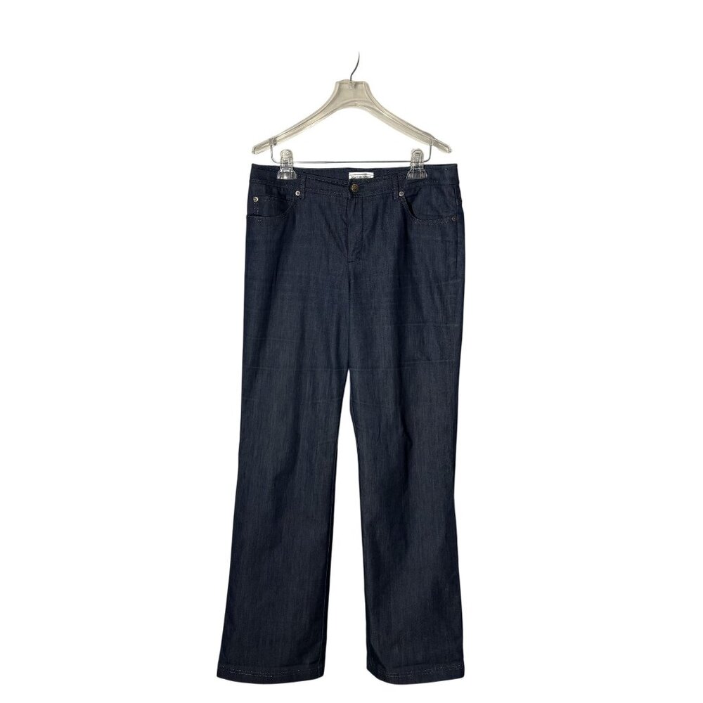 St. John Sport WomenS Dark Wash Denim Jeans Size 10 Classic Straight Fit